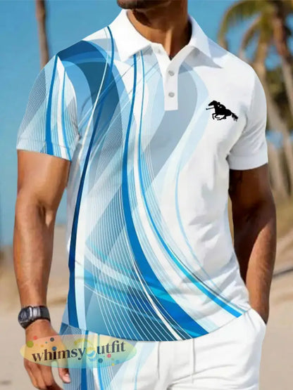 Kunstgolven heren print casual tweedelige set