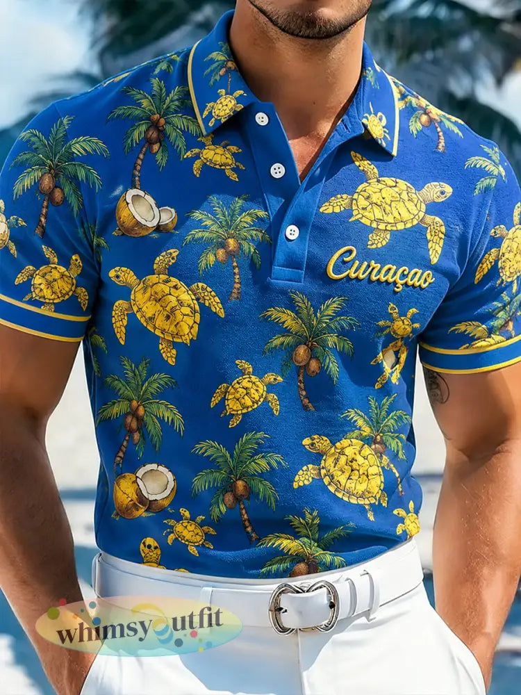 Kunstzinnig poloshirt met korte mouwen in herenstijl voor een vakantie op het eiland - A / S