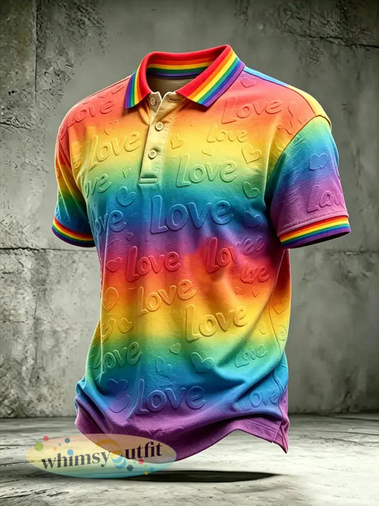 LGBT Pride Month Love is Love Rainbow Art top met korte mouwen voor heren - als foto / S