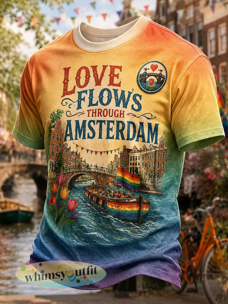 LGBT-regenboogprintshirt met korte mouwen voor heren - A / S