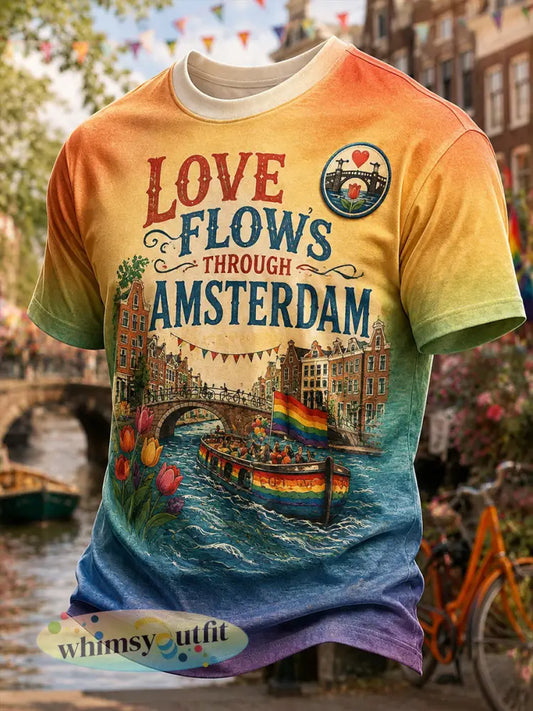 LGBT-regenboogprintshirt met korte mouwen voor heren - A / S
