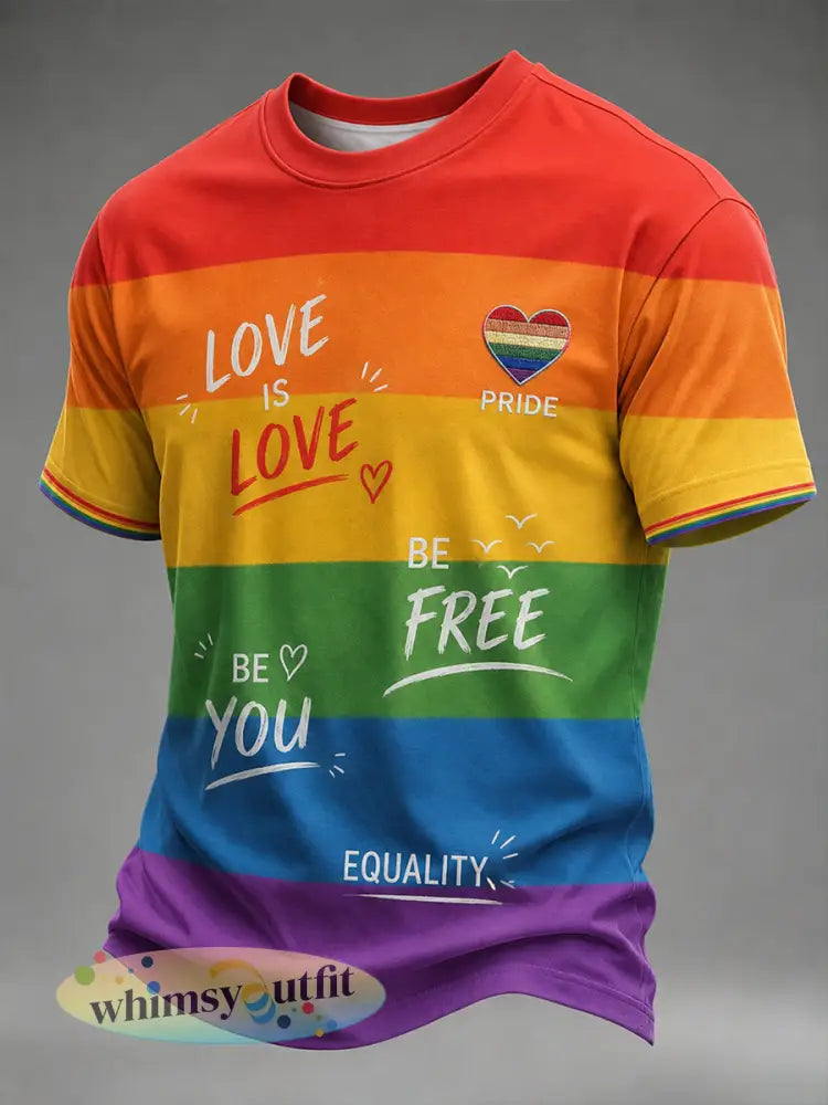 LGBT-regenboogprintshirt met korte mouwen voor heren - A / S