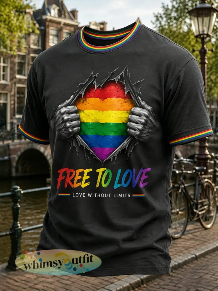 LGBT-regenboogprintshirt met korte mouwen voor heren - A / S