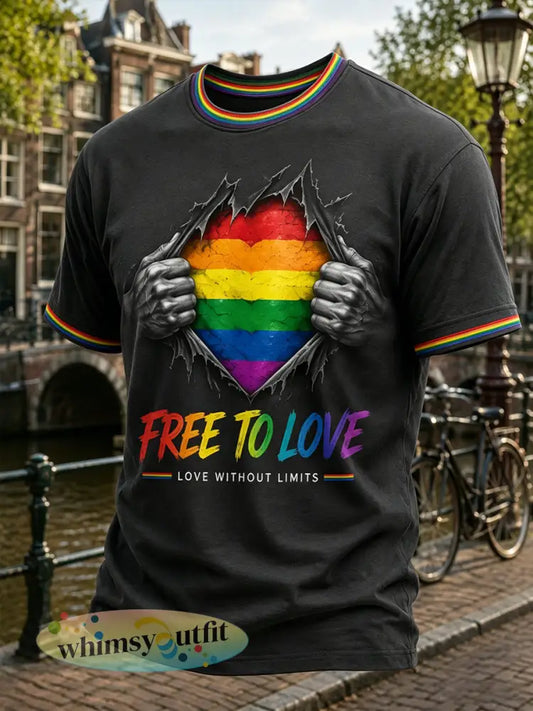 LGBT-regenboogprintshirt met korte mouwen voor heren - A / S