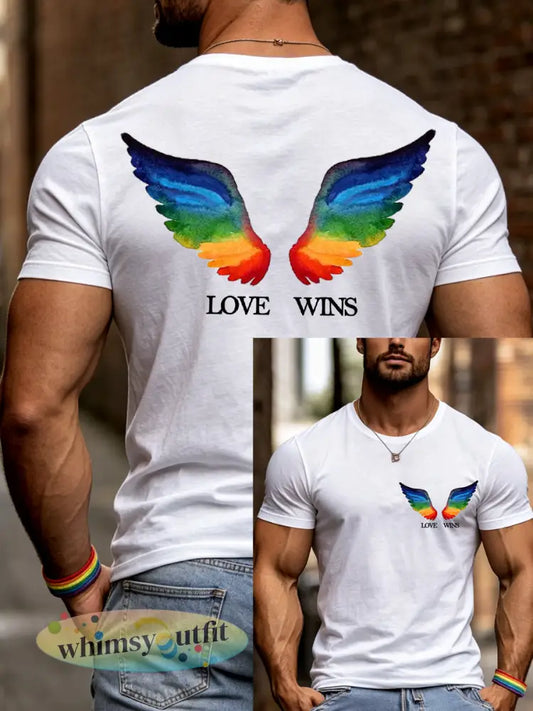 LGBTQ Pride Month Love wint print casual T-shirt voor heren - Wit / S