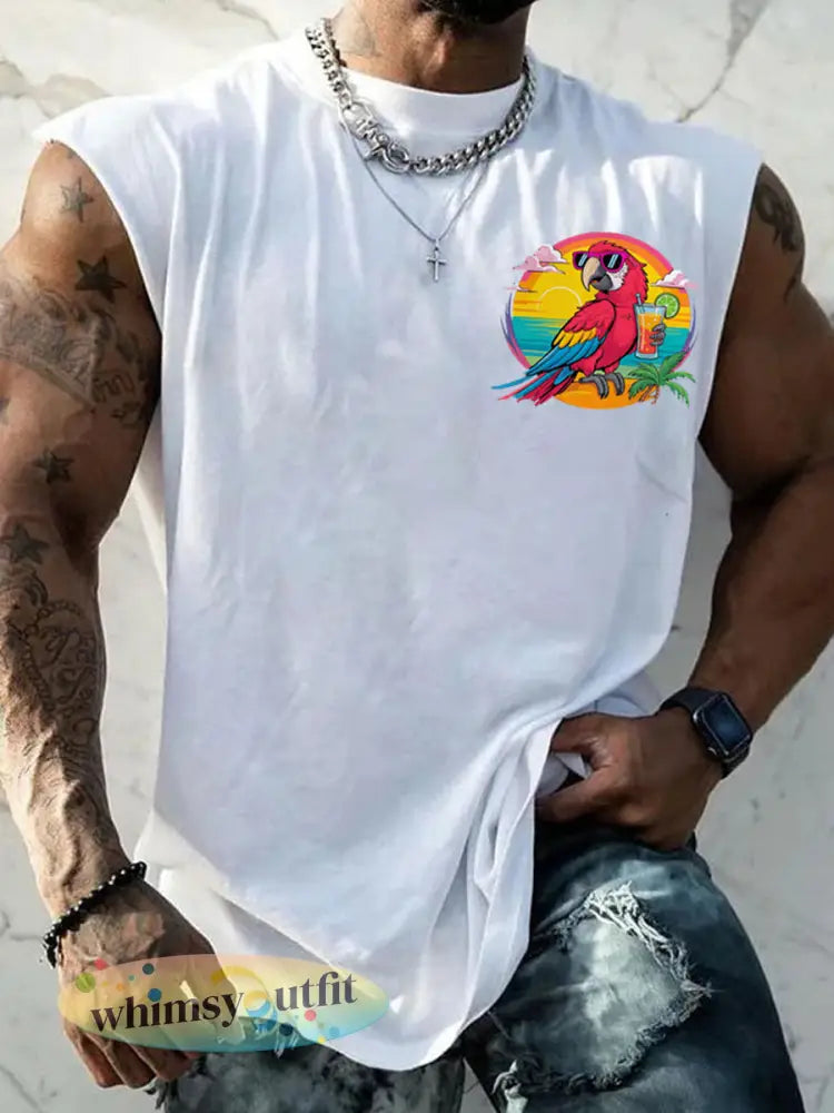 LI heren ben gepensioneerd Het is 5 uur per dag overal Parrot Casual Tank Top