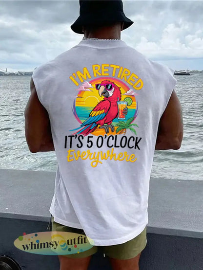 LI heren ben gepensioneerd Het is 5 uur per dag overal Parrot Casual Tank Top