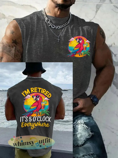 LI heren ben gepensioneerd Het is 5 uur per dag overal Parrot Casual Tank Top - Donkergrijs / S