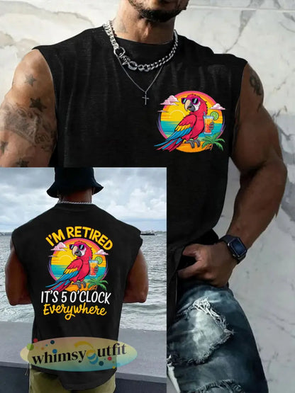 LI heren ben gepensioneerd Het is 5 uur per dag overal Parrot Casual Tank Top - zwart / 4XL