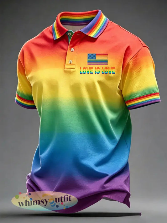 Love is Love Print Casual Top voor heren - als foto / S