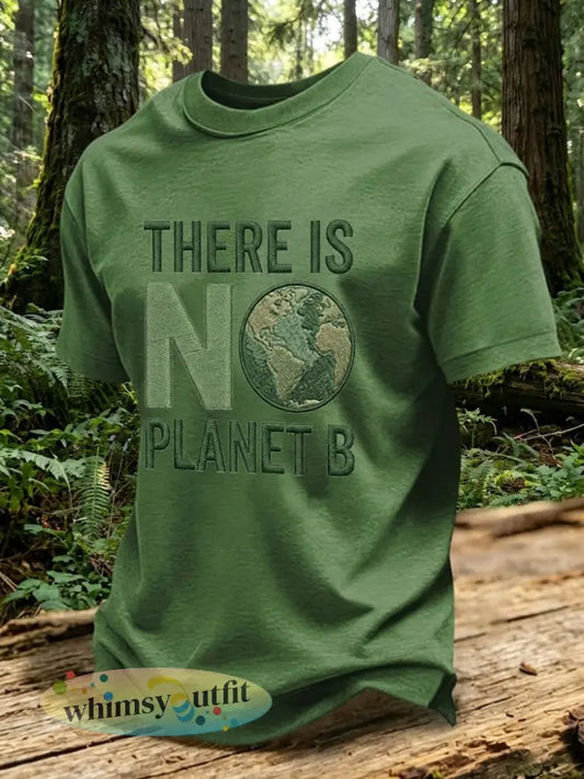 Mannen Er is geen Planet B Bedrukt T-shirt - Groen Leger / S