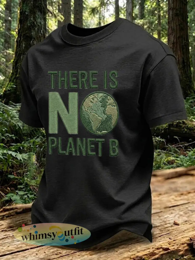 Mannen Er is geen Planet B Bedrukt T-shirt - Zwart / S