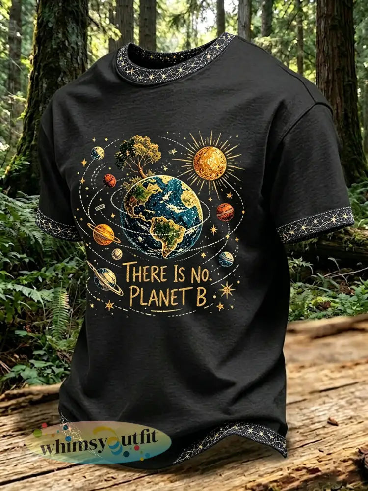 Mannen Er is geen Planet B T-shirt met korte mouwen - Zwart / S