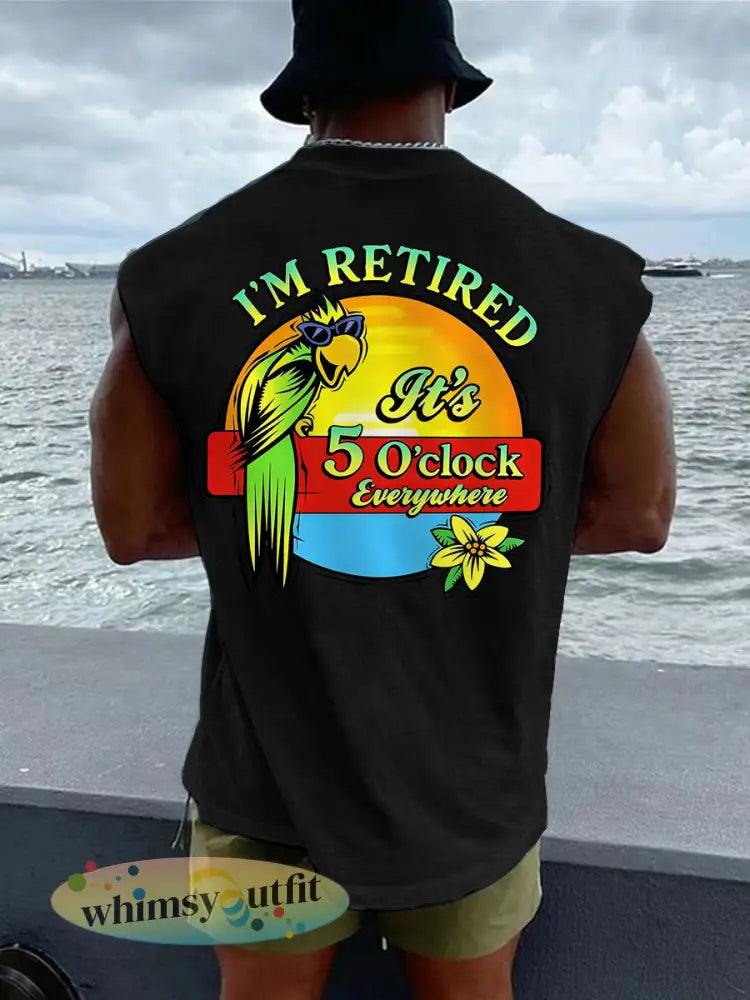 Mannen Ik ben met pensioen Het is 5 uur overal Parrot Casual Tank Top