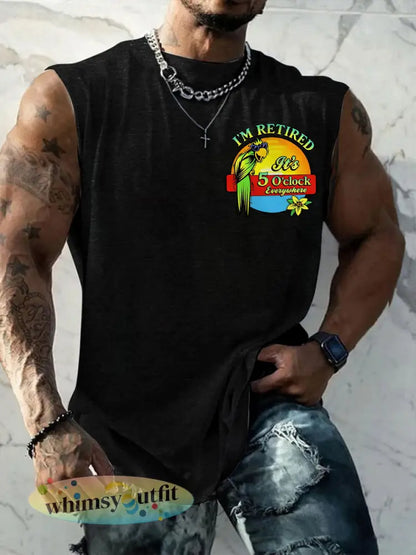 Mannen Ik ben met pensioen Het is 5 uur overal Parrot Casual Tank Top