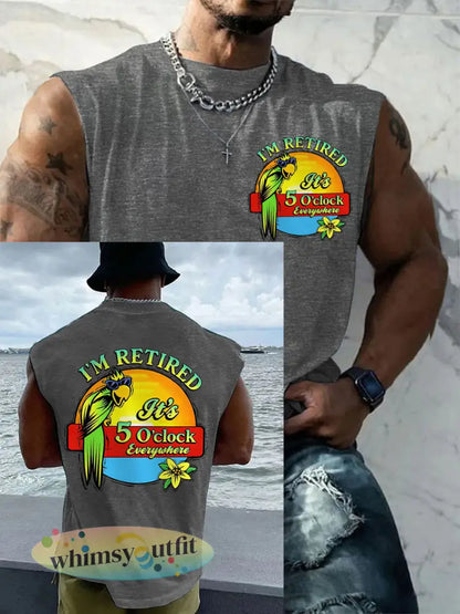 Mannen Ik ben met pensioen Het is 5 uur overal Parrot Casual Tank Top - Lichtgrijs / S