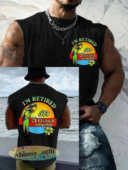 Mannen Ik ben met pensioen Het is 5 uur overal Parrot Casual Tank Top - zwart / S