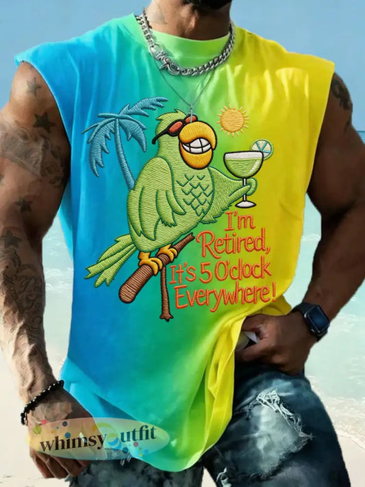 Mannen Ik ben met pensioen het is 5 uur overal Parrot Print Casual Tank Top - Gemengde Kleur / S