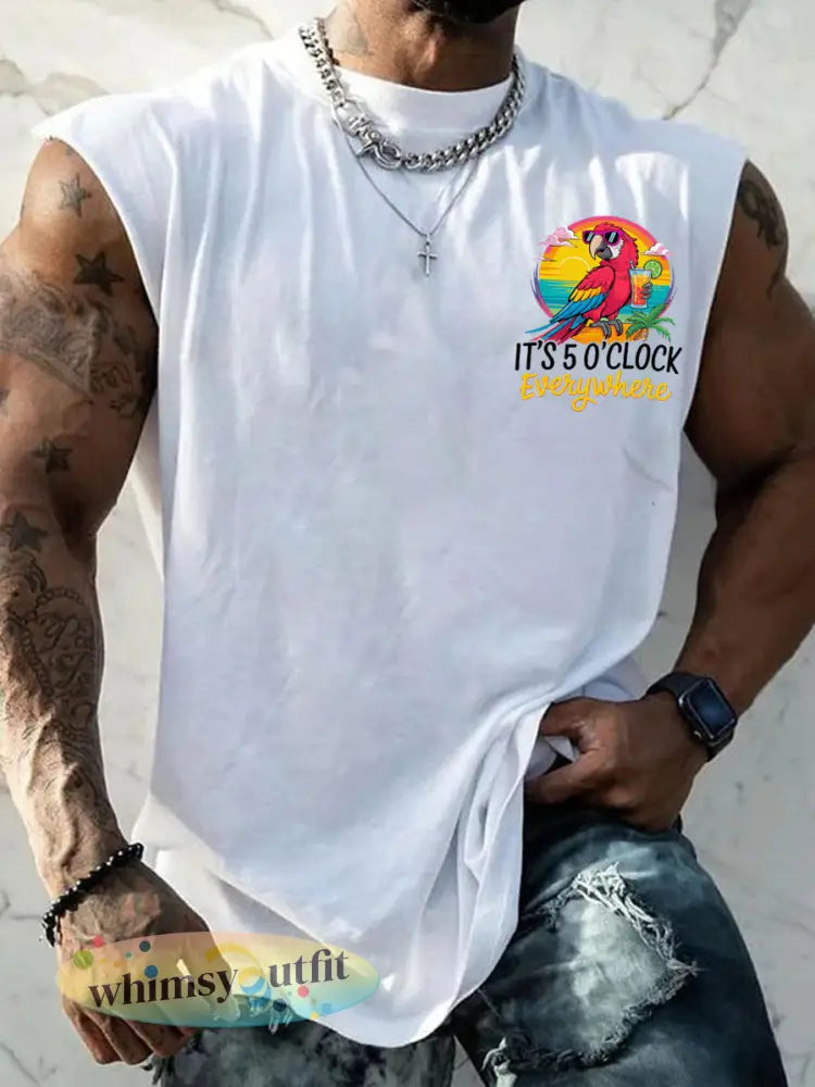 Mannen Ik ben niet met pensioen Ik ben een permanente weekender Het is 5 uur overal Parrot Casual Tank Top
