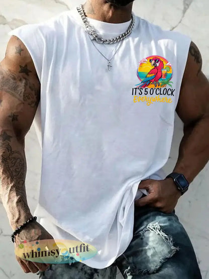 Mannen Ik ben niet met pensioen Ik ben een permanente weekender Het is 5 uur overal Parrot Casual Tank Top