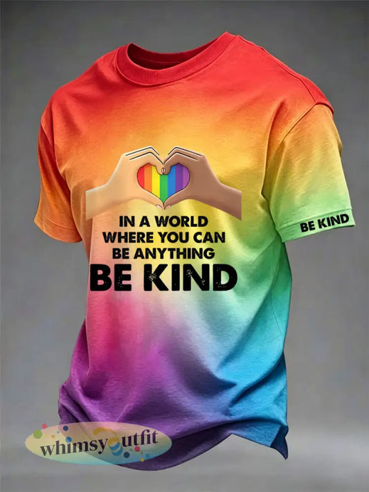 Mannen in een wereld waar je alles kunt zijn een soort print casual tee - gemengde kleur / S
