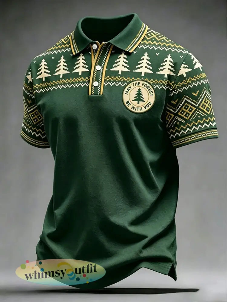 Mannen May The Forest Be Met You Gedrukte Shirt - Groen / S