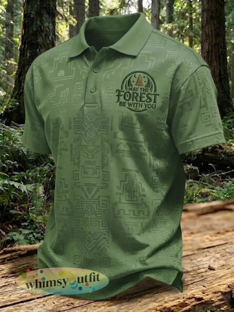 Mannen May The Forest Be Met You Print Shirt - Groene Leger / S