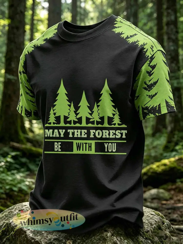 Mannen ’May The Forest Be With You’ Gedrukt Casual T-shirt - als foto / S