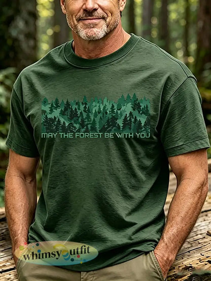 Mannen May The Forest Be With You Print T-shirt - Groen / S
