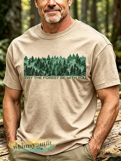 Mannen May The Forest Be With You Print T-shirt - Kaki / S