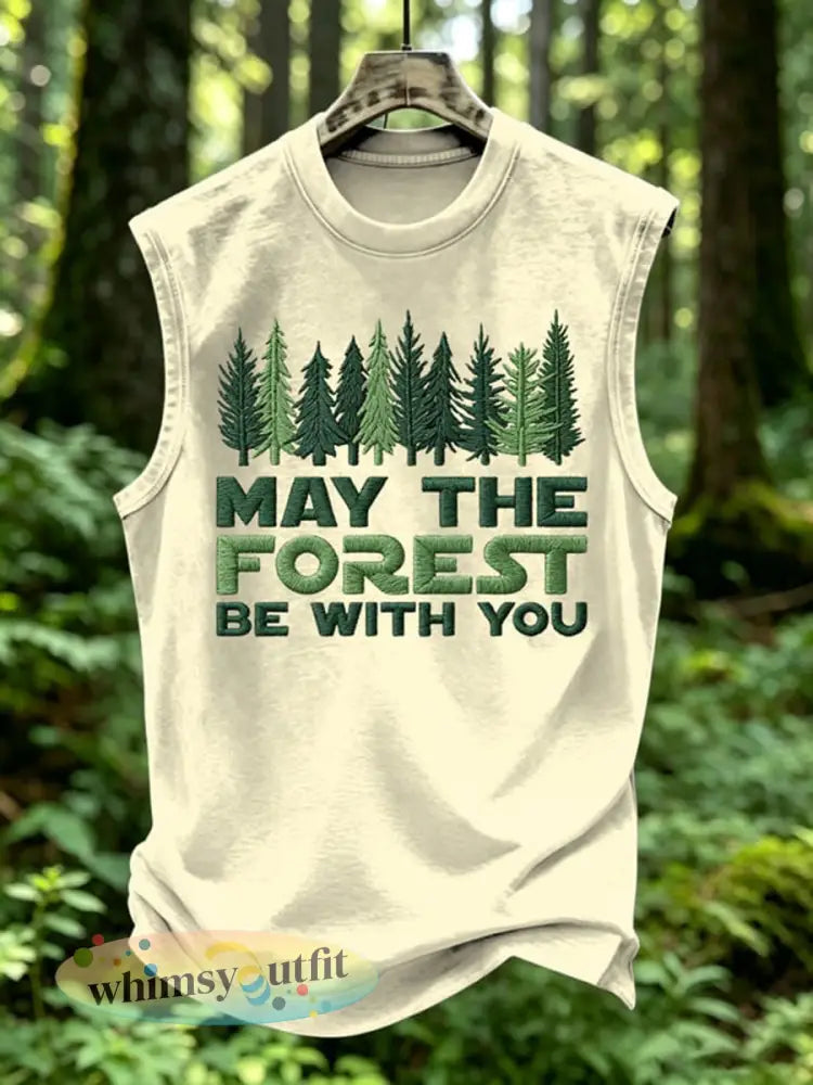 Mannen May The Forest Be With You Print Vest Top - Abrikoos / S