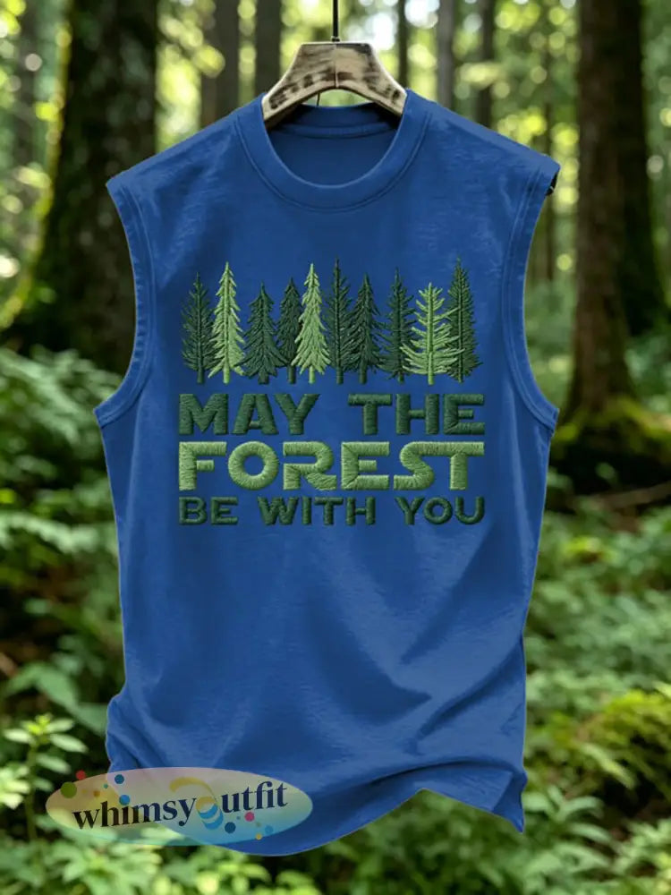 Mannen May The Forest Be With You Print Vest Top - Blauw / S