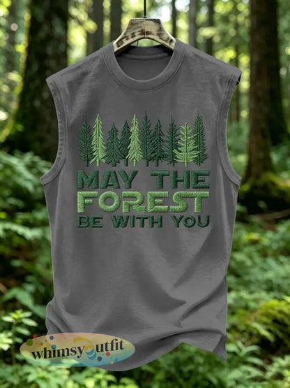 Mannen May The Forest Be With You Print Vest Top - Donkergrijs / S