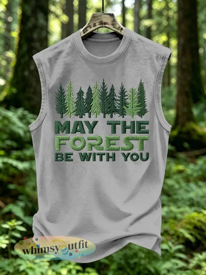 Mannen May The Forest Be With You Print Vest Top - Lichtgrijs / S