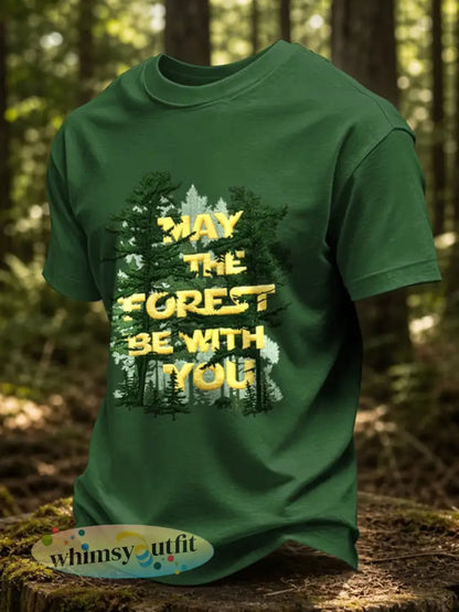 Mannen mei het bos zijn met u gedrukt casual T-shirt - Groen / S