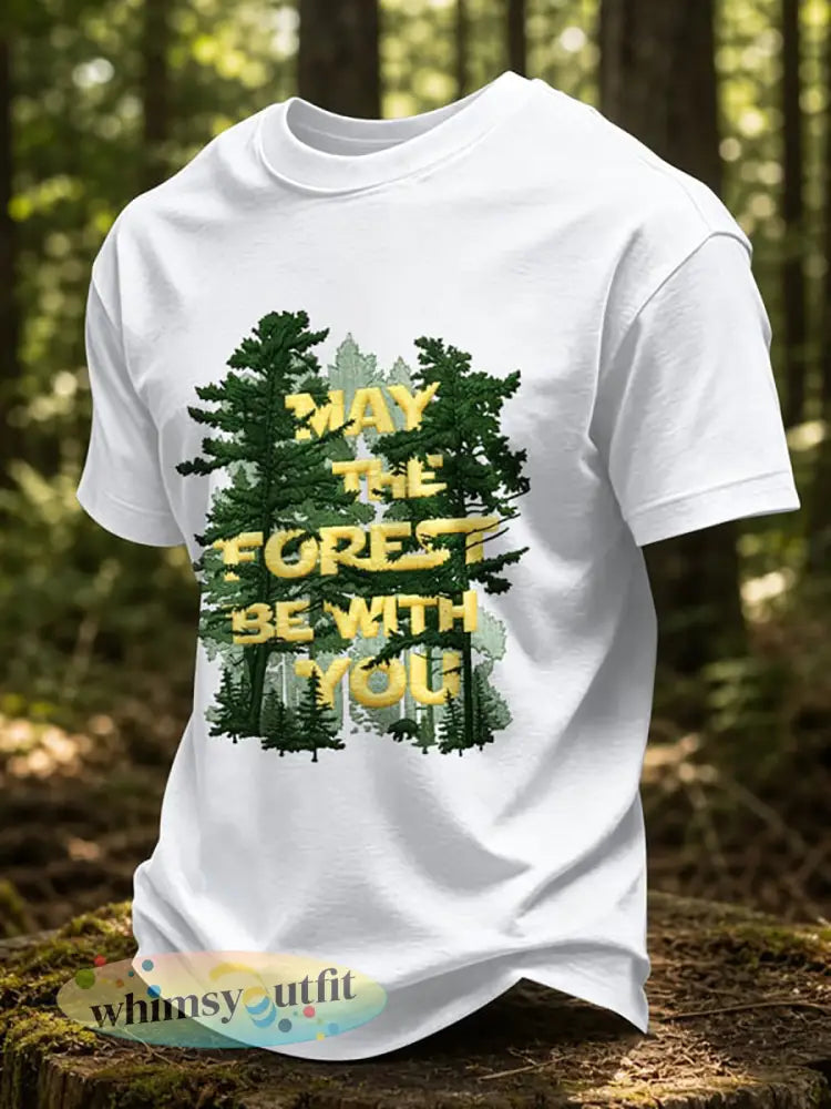 Mannen mei het bos zijn met u gedrukt casual T-shirt - Wit / S