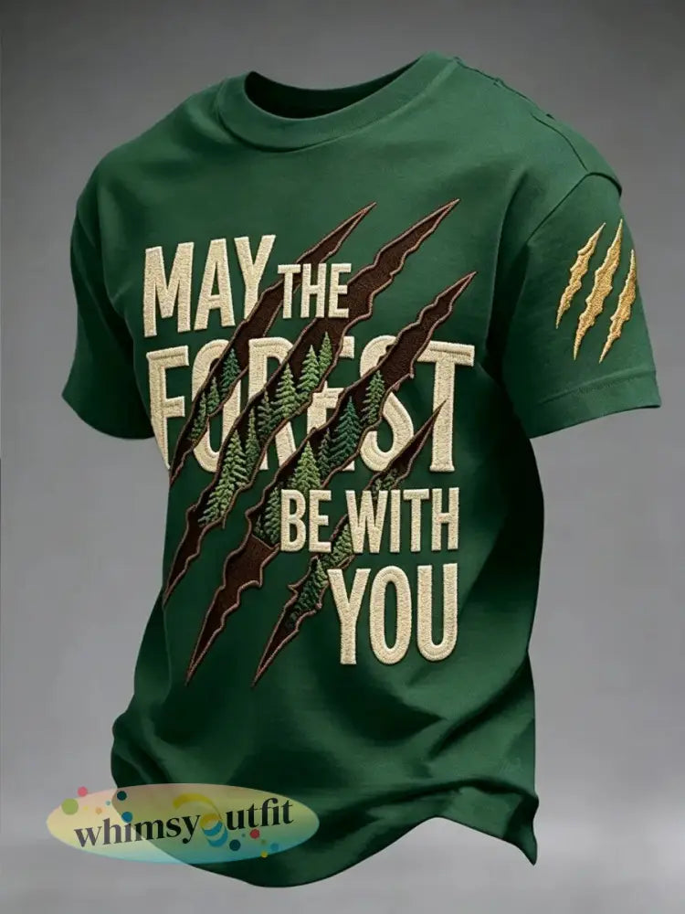 Mannen mei het bos zijn met u gedrukt T-shirt - Donkergroen / S