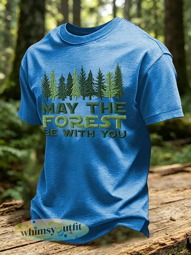 Mannen mei het bos zijn met u print T-shirt - Blauw / S
