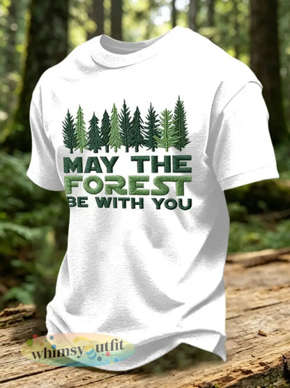 Mannen mei het bos zijn met u print T-shirt - Wit / S