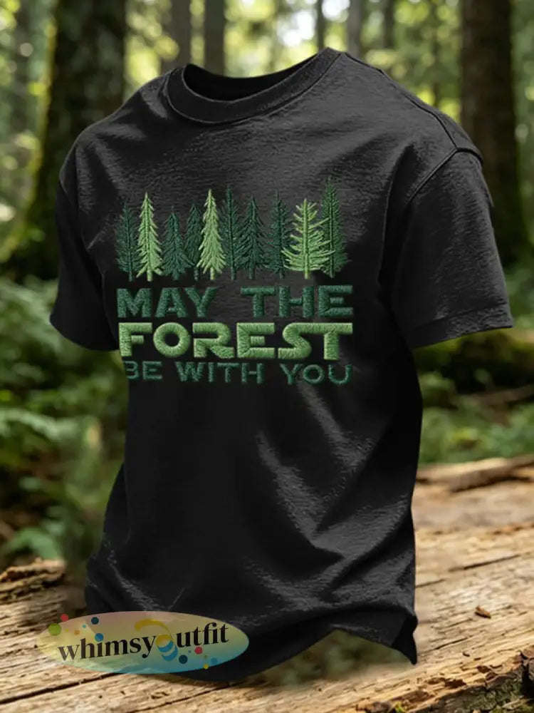 Mannen mei het bos zijn met u print T-shirt - Zwart / S