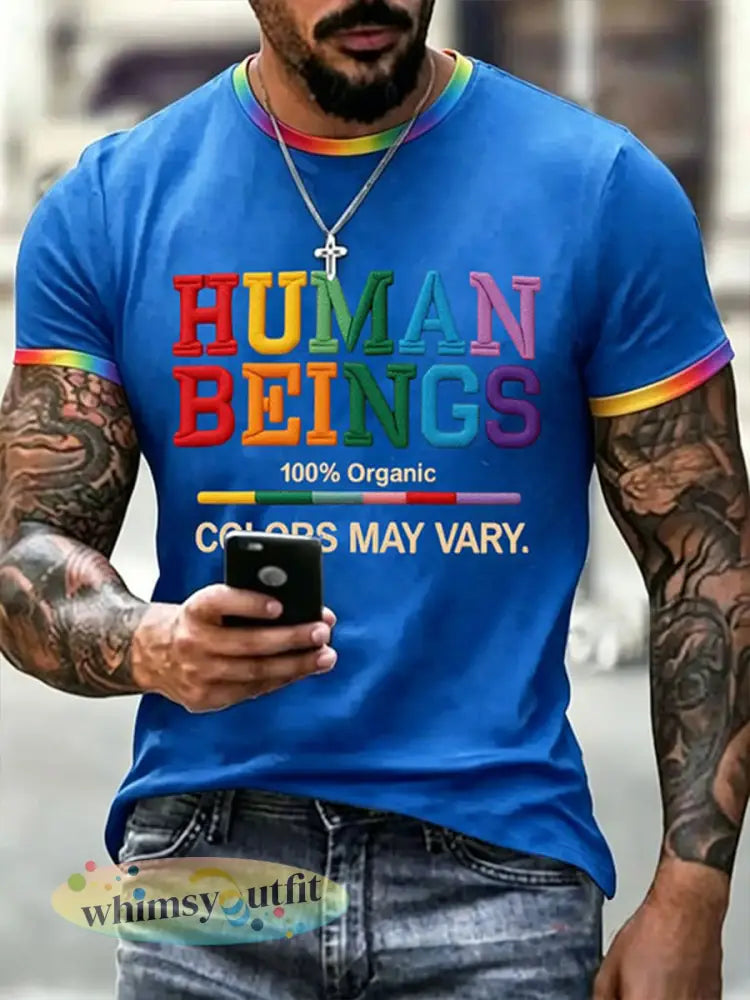 Mannen Mensenkleuren kunnen Varieer T-shirt met print - Blauw / S
