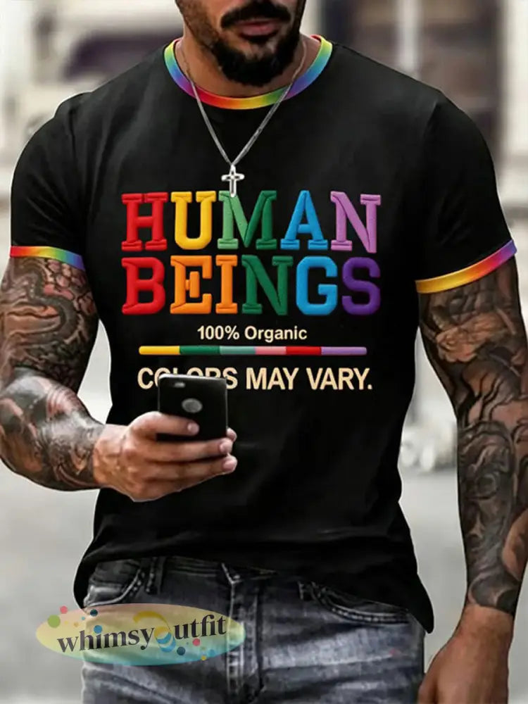 Mannen Mensenkleuren kunnen Varieer T-shirt met print - Zwart / S