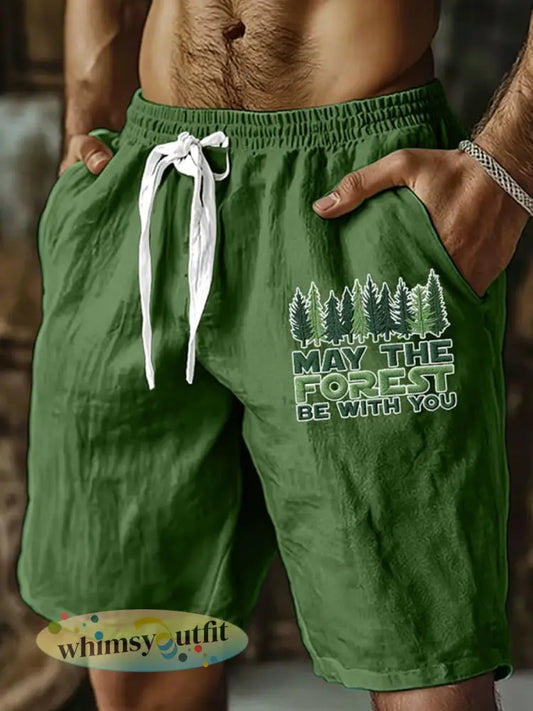 Mannen moge het bos zijn met u gedrukte korte broeken - Groen / S