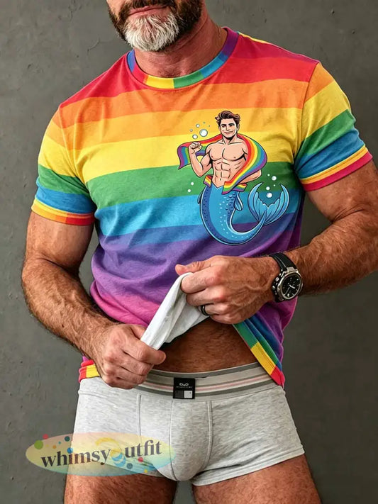 Mannen Vintage Zeemeermin Matrozenprint T-shirt - als foto / S