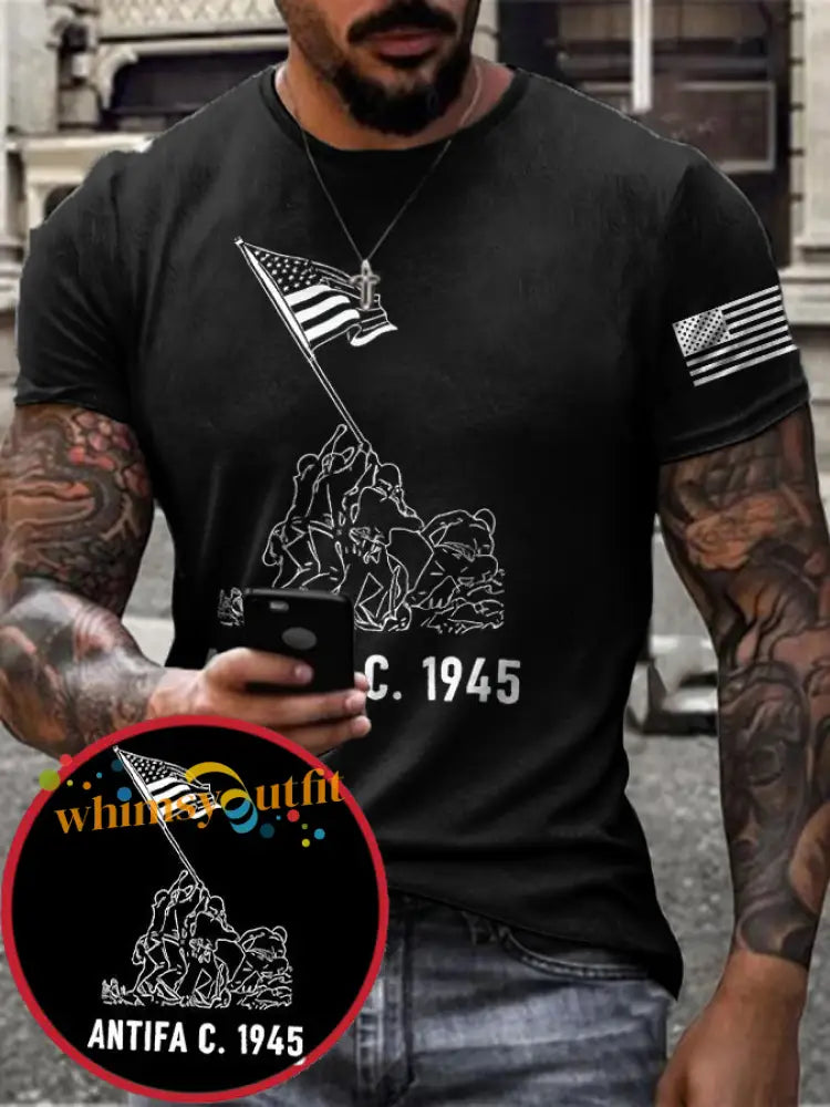 Men’s 8647 FDT Antifa Printed T-shirt Black / S