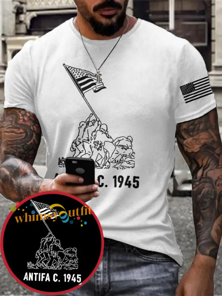 Men’s 8647 FDT Antifa Printed T-shirt White / S