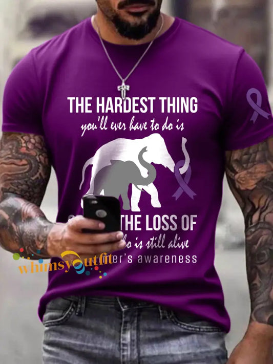 Men’s Alzheimer’s Awareness Print T Shirt Deep Purple / S