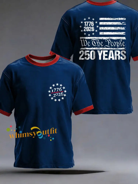 Men’s America 250 Printed Casual T-Shirt Navy Blue / S