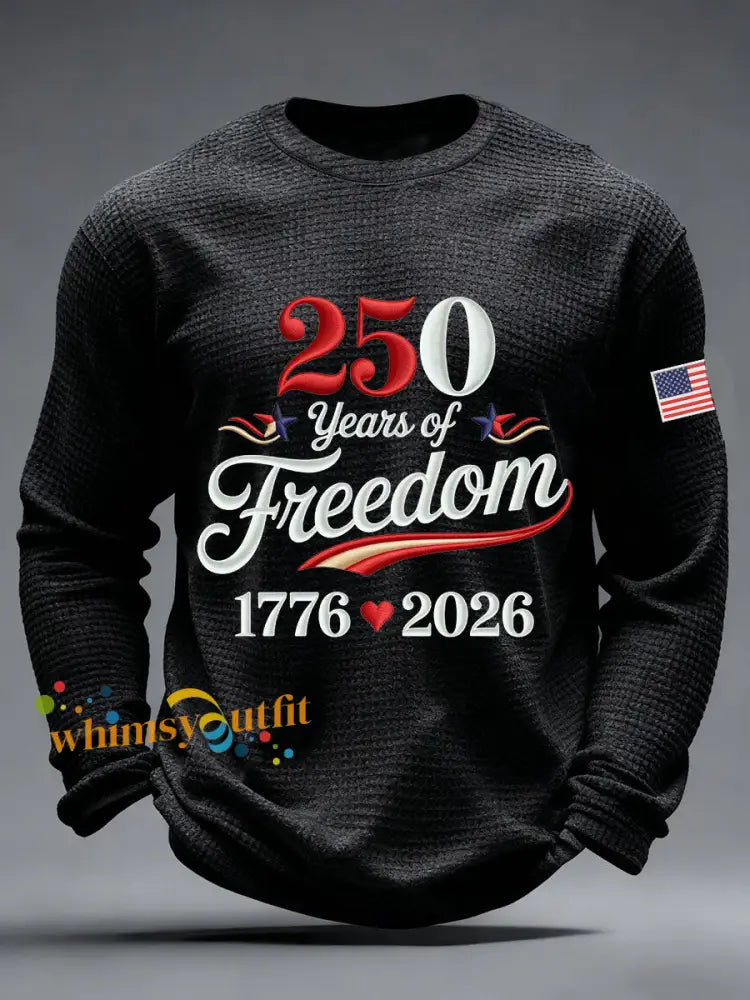 Men’s America 250 Waffle Print Casual T-Shirt Black / S