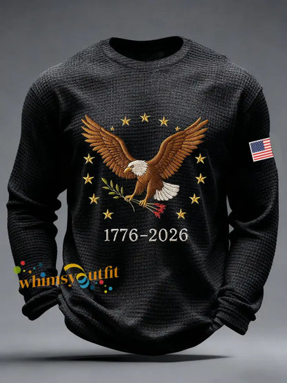 Men’s America 250 Waffle Print Casual T-Shirt Black / S